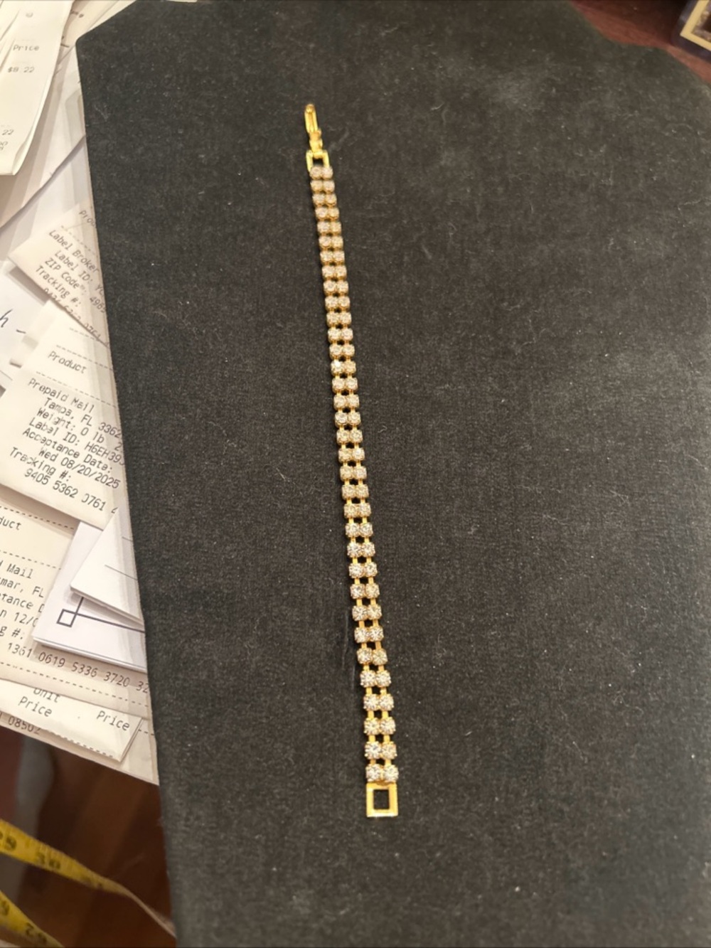 Gold Tone Rhinestone Tennis Bracelet - Women Jewelry- 7”